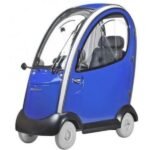 ShopriderFlagshipLuxuryScooterBlueFrontLeftSideView